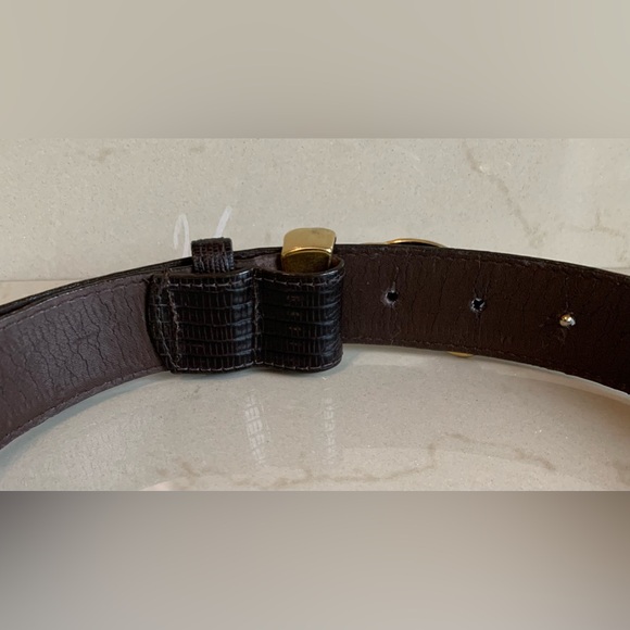 “RARE” CARLISE LEATHER BELT WITH METAL ALLIGATOR BUCKLE - MEDIUM - Picture 7 of 11